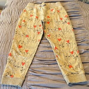 Hanna Andersson Kids Sweatpants with Red Hearts and Gray Print